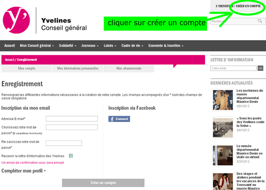 Etape 1 : crÃ©er un compte sur yvelines.fr