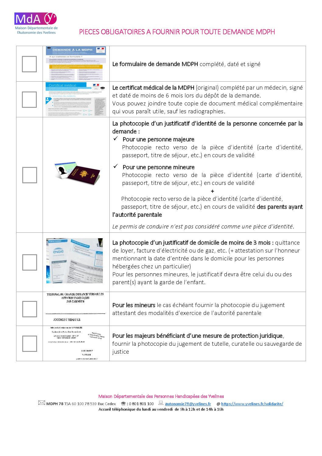 Pièces obligatoires à fournir pour toute demande MDPH  Conseil